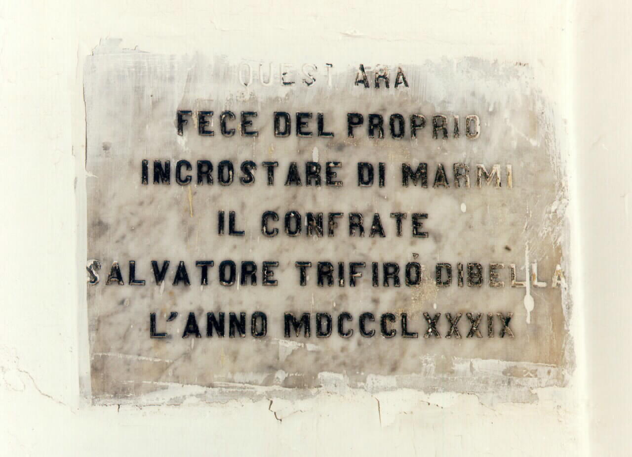 lapide - documentaria - ambito siciliano (sec. XIX)