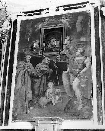 San Giovanni Battista tra Santa Elisabetta San Gioacchino e San Michele (dipinto) - ambito italiano (sec. XVII)