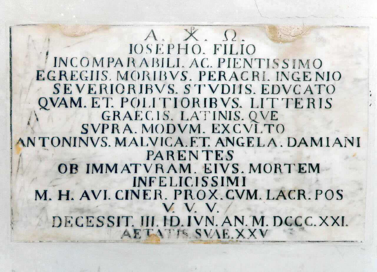 lapide - sepolcrale - ambito siciliano (sec. XIX)