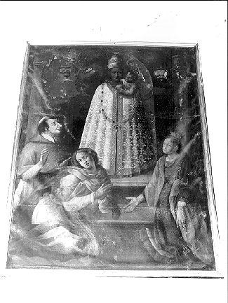 Madonna di Loreto con San Carlo Borromeo, Sant'Agnese e Santa Caterina d'Alessandria (dipinto) - ambito toscano (sec. XVIII)