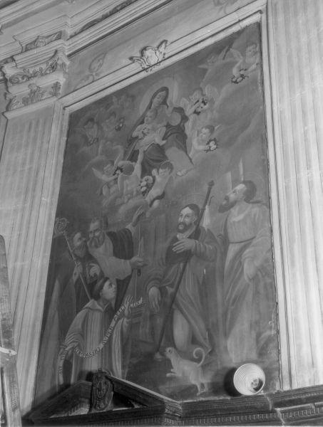 Madonna con Bambino San Colombano, San Rocco, San Bartolomeo e Santo monaco (dipinto) - ambito italiano (sec. XVIII)