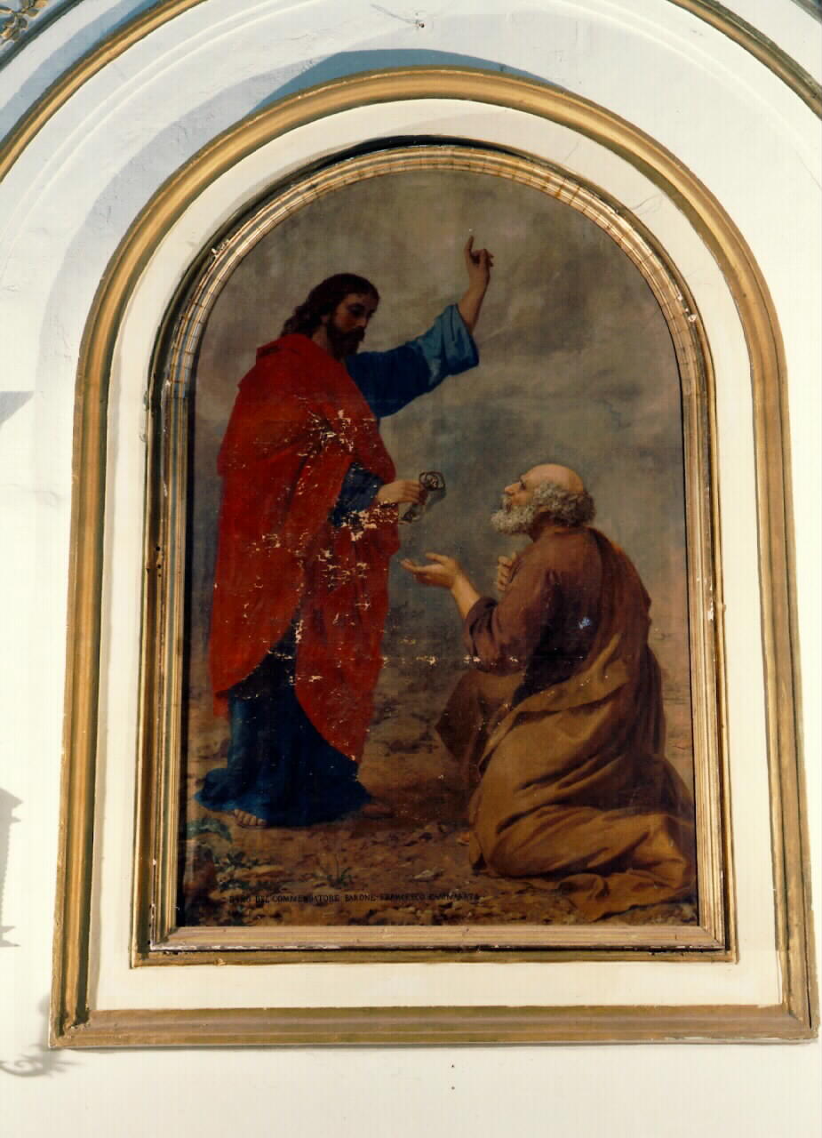 Cristo consegna le chiavi a San Pietro (dipinto) - ambito siciliano (Seconda metà sec. XIX)
