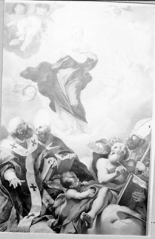 Immacolata Concezione e i quattro Dottori della Chiesa (dipinto) di Maratta Carlo (scuola) (secc. XVII/ XVIII)