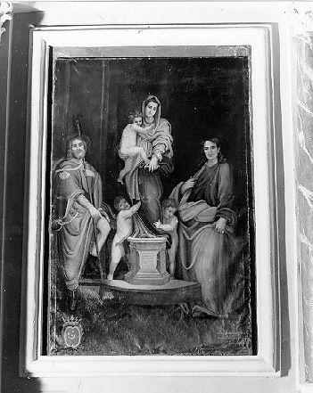 Madonna con Bambino, San Rocco e Santo (dipinto) - ambito italiano (sec. XVI)