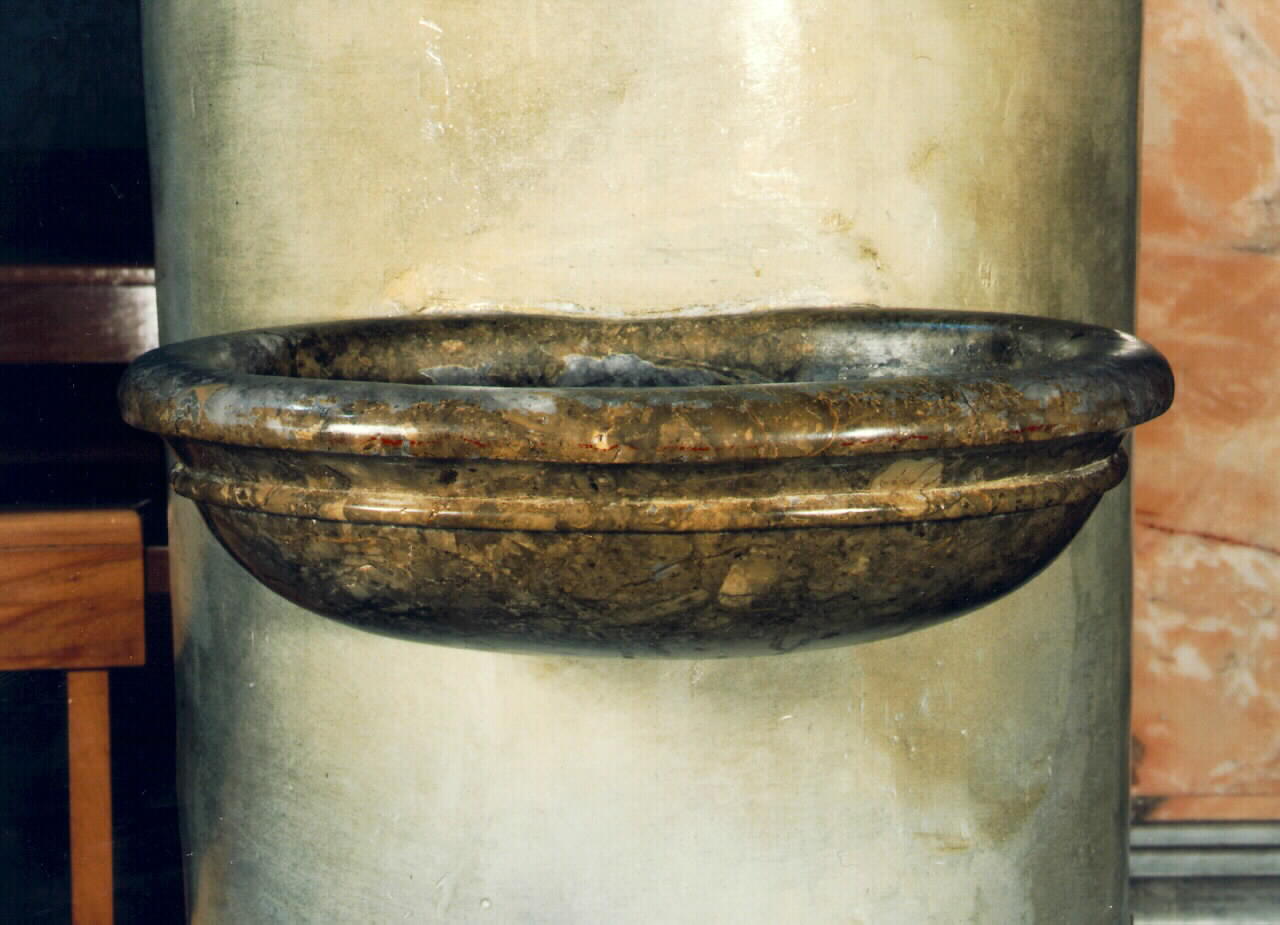 acquasantiera da parete, serie - ambito siciliano (ultimo quarto sec. XIX)