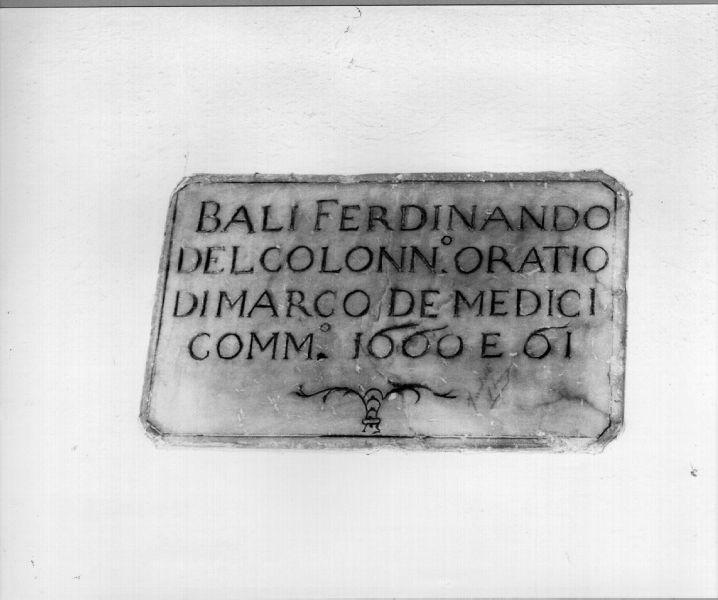 lapide commemorativa - bottega toscana (sec. XVII)