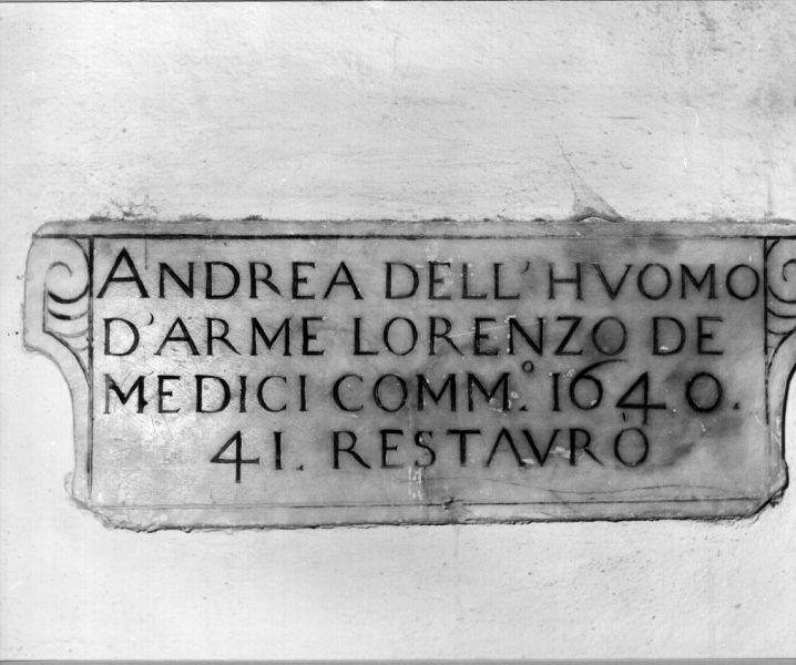 lapide commemorativa - bottega toscana (sec. XVII)