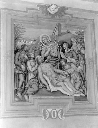 COMPIANTO SUL CRISTO MORTO (dipinto) - ambito toscano (sec. XVIII)