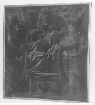 Madonna con Bambino tra angeli e Santi (dipinto) - ambito italiano (secc. XVII/ XVIII)