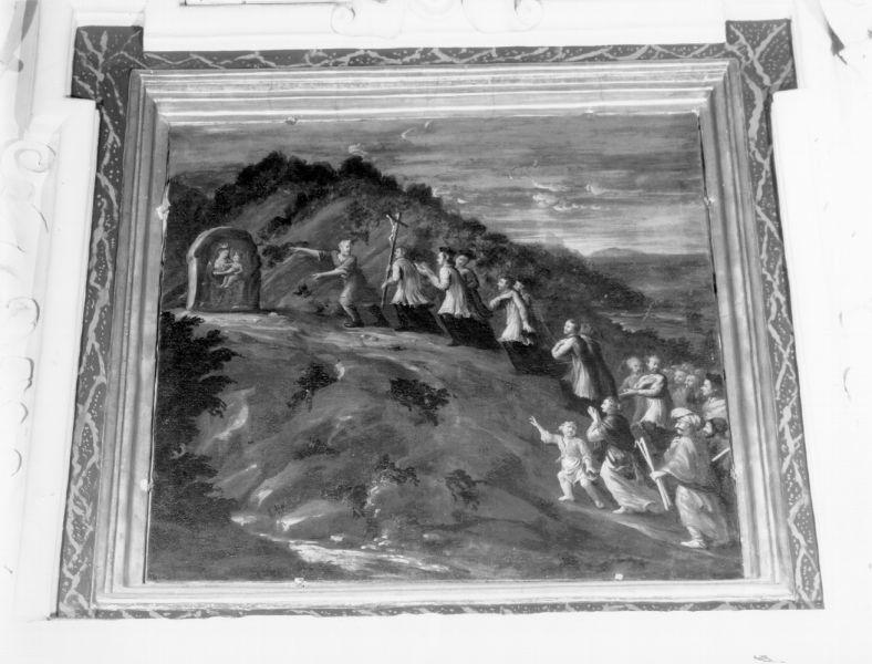 Ricognizione della sacra immagine proveniente dall'Eubea da parte del clero e del popolo di Livorno, guidati dal pastore (dipinto, ciclo) di Galletti Filippo Maria (ultimo quarto sec. XVII)