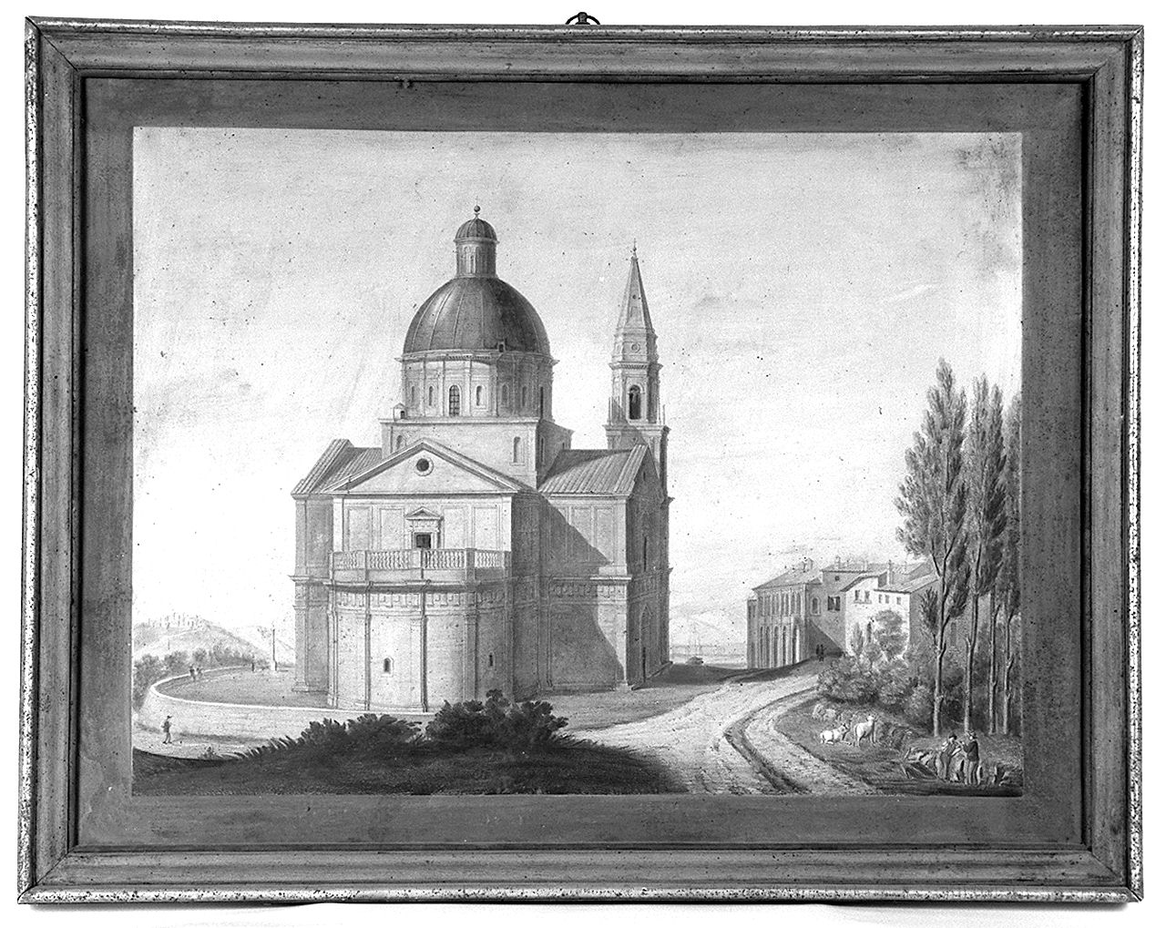 veduta della parte absidale della chiesa di San Biagio a Montepulciano (disegno) - ambito toscano (prima metà sec. XIX)