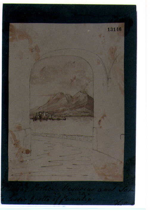 veduta del Vesuvio da Posillipo (disegno) - ambito inglese (sec. XIX)