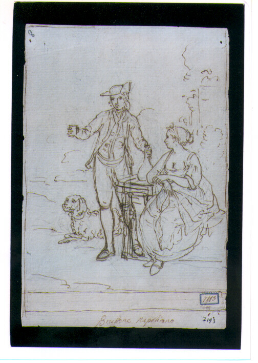 scena galante (disegno) di D'Anna Alessandro (fine/inizio secc. XVIII/ XIX)