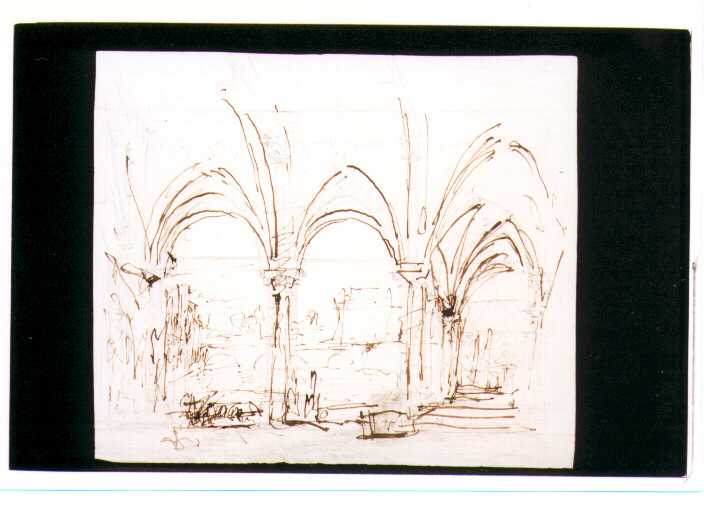 schizzo per scenografia con archi e colonne (disegno) di Niccolini Antonio (scuola) (sec. XIX)