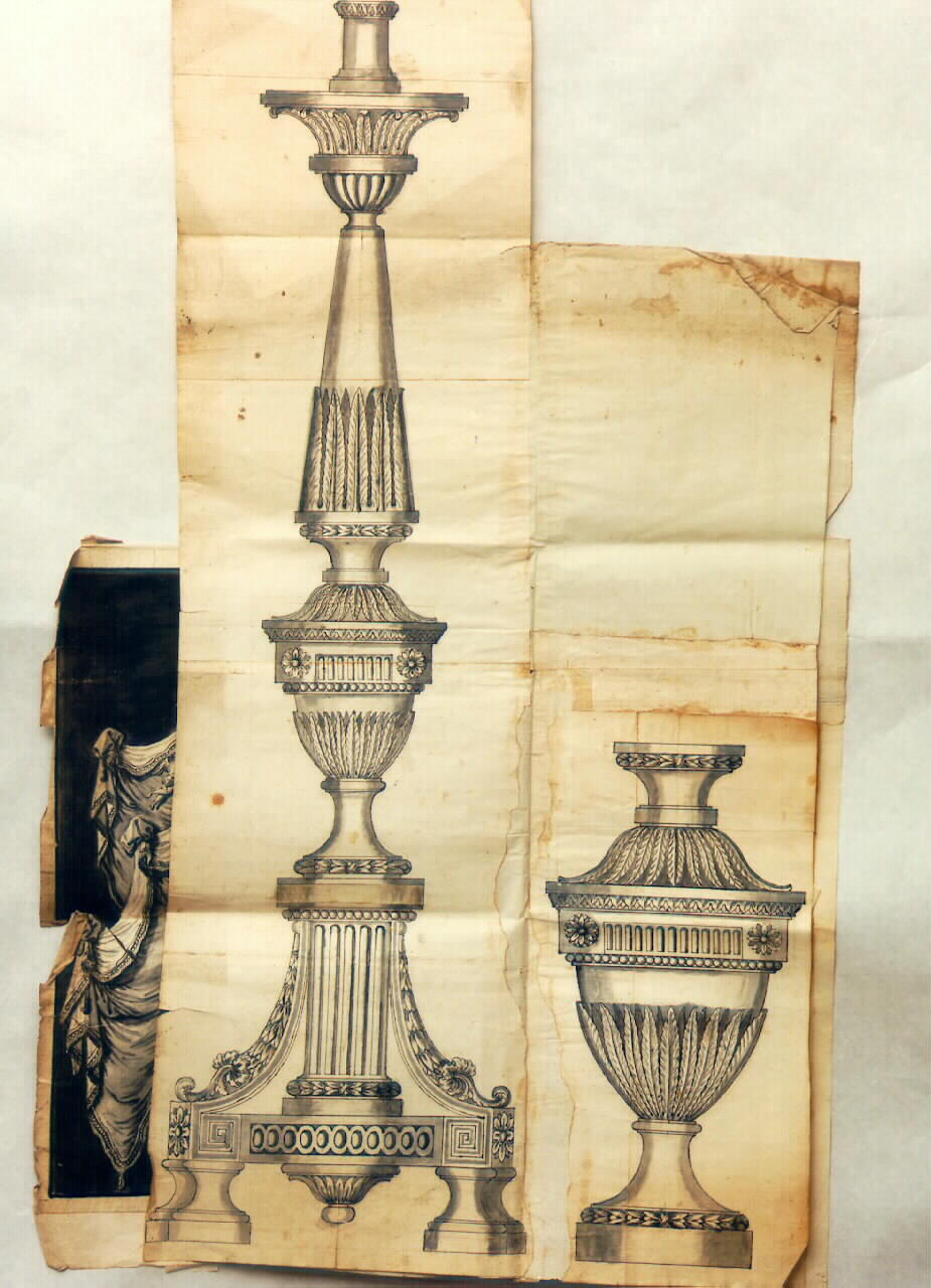 candelabro (disegno) - ambito siciliano (Seconda metà sec. XIX)