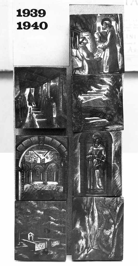 vedute del convento della Verna/ episodi della vita di San Francesco d'Assisi (matrice, serie) di Parigi Pietro (sec. XX)