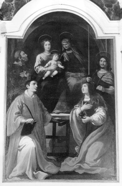 Madonna con Bambino, Sant'Anna, San Lorenzo, Santa Maria Maddalena, San Michele Arcangelo e altro Santo (dipinto) di Mannucci Gaspare (inizio sec. XVII)