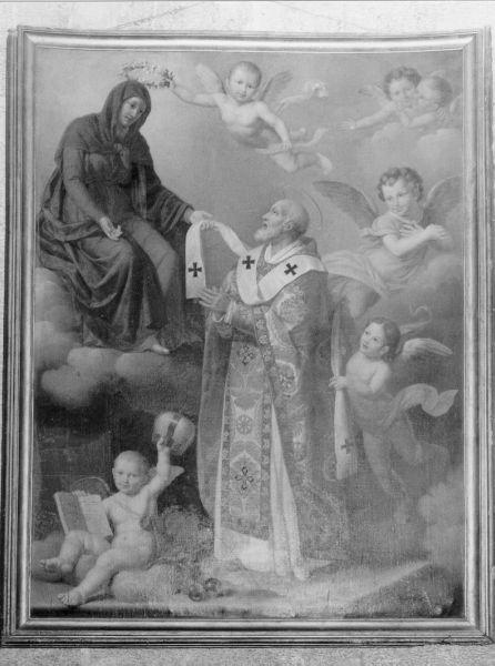 MADONNA E SAN NICOLA DI BARI TRA ANGELI (dipinto) di Nocchi Bernardino (inizio sec. XIX)