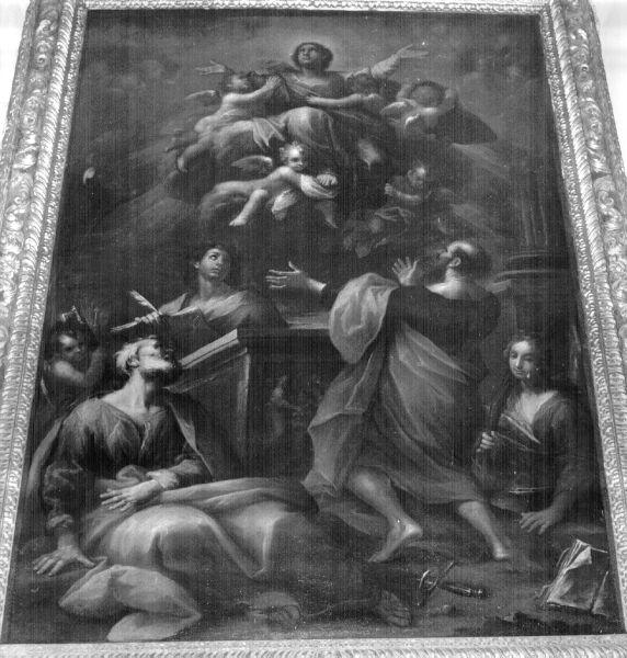 assunzione della Madonna con San Pietro, San Paolo, San Giovanni Evangelista e Santa Lucia (dipinto) di Franchi Antonio detto Lucchese (sec. XVII)
