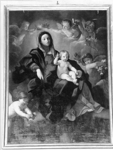 MADONNA CON BAMBINO IN GLORIA (dipinto) - bottega lucchese (metà sec. XVII)