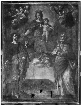 MADONNA DEL ROSARIO CON SAN GIUSEPPE E SAN BARTOLOMEO (dipinto) - ambito toscano (prima metà sec. XVIII)
