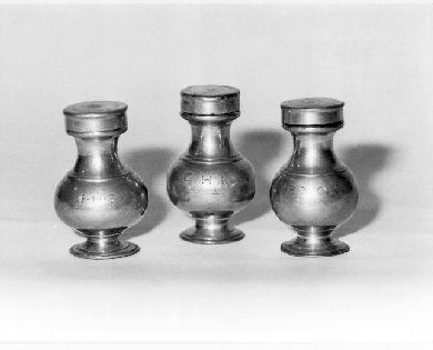 vasetti per oli santi, serie - bottega lucchese (fine sec. XIX)