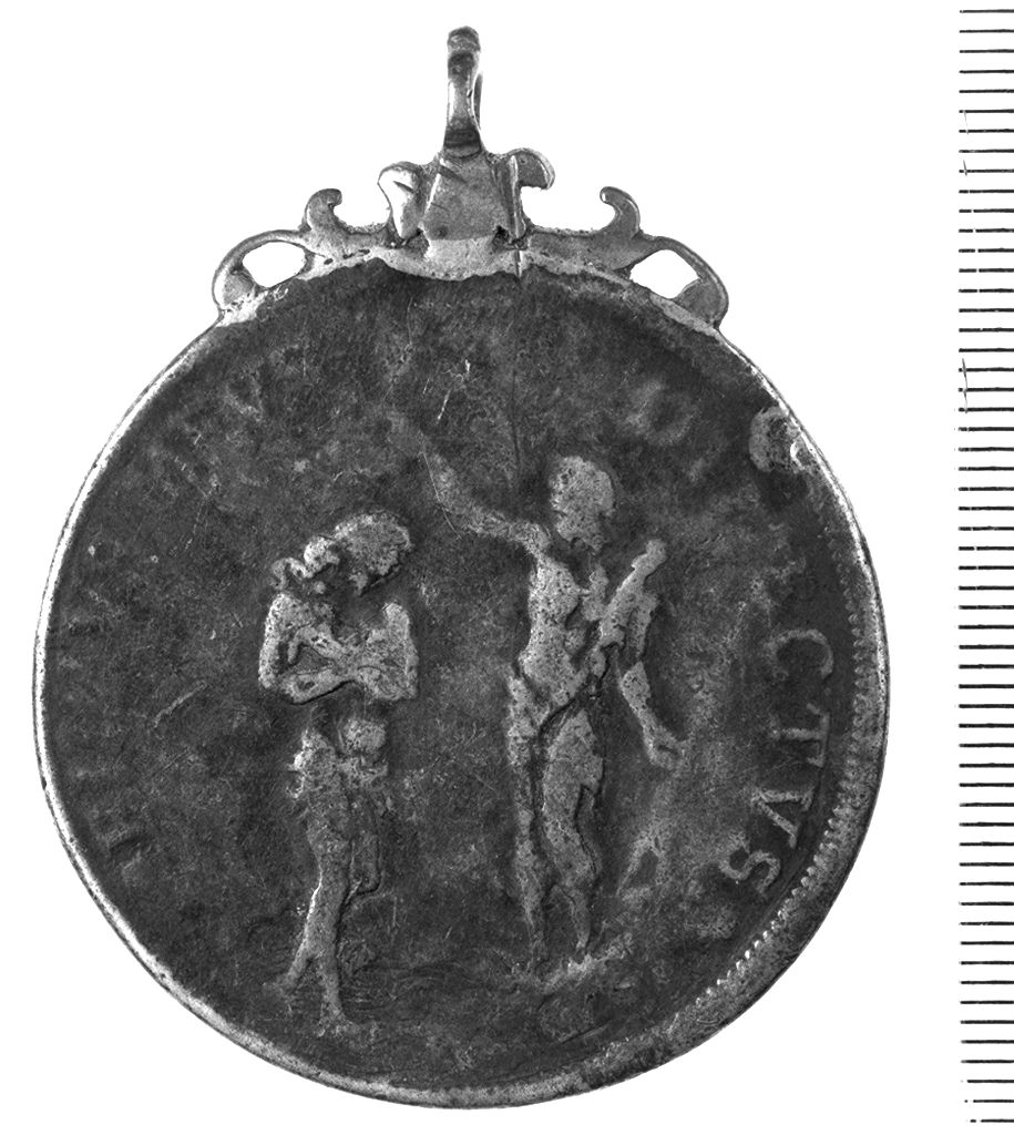 ritratto di Cosimo III de' Medici granduca di Toscana, battesimo di Cristo (medaglia) - bottega toscana (sec. XVII)