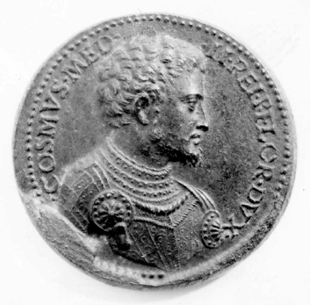 ritratto di Cosimo I de' Medici granduca di Toscana e segno zodiacale delcapricorno (medaglia, serie) di Domenico di Polo detto Domenico de' Vetri (sec. XVI)