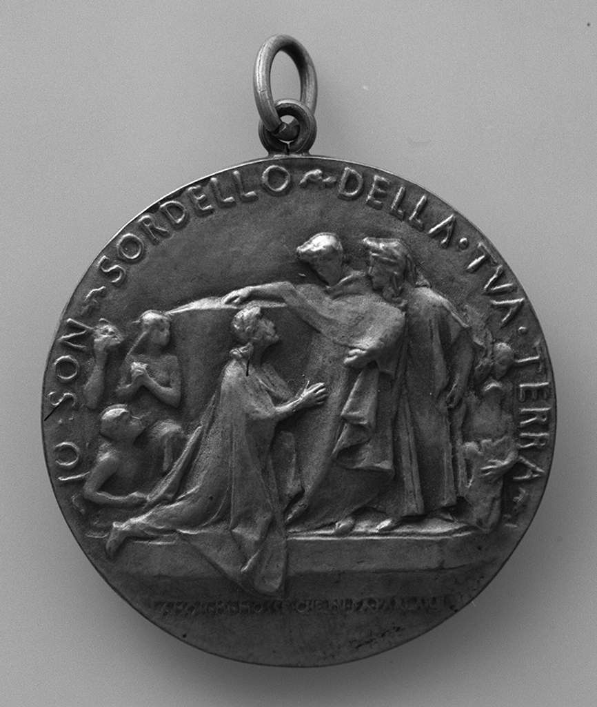 Dante e Virgilio incontrano Sordello in purgatorio, allegoria dell'Italia (medaglia) - produzione toscana (sec. XIX)