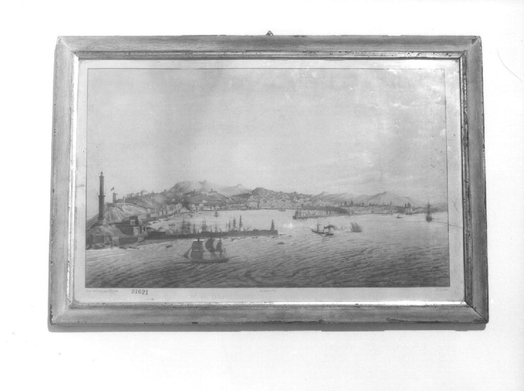 Veduta di Genova (stampa, frammento) di Molinelli Giovanni Battista, Arnout Louis Jules (metà sec. XIX)