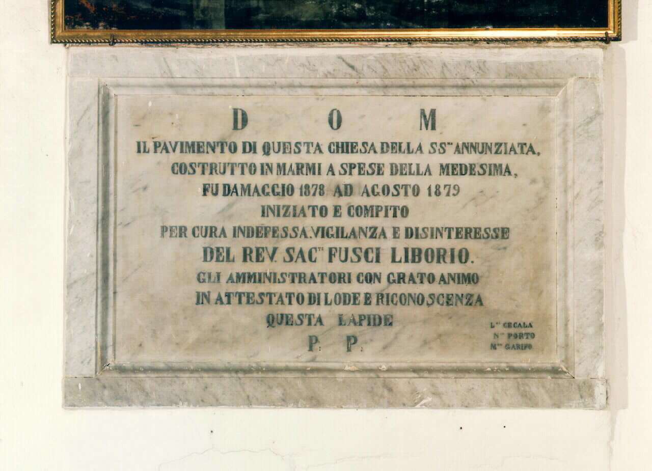 lapide - documentaria - ambito siciliano (sec. XIX)