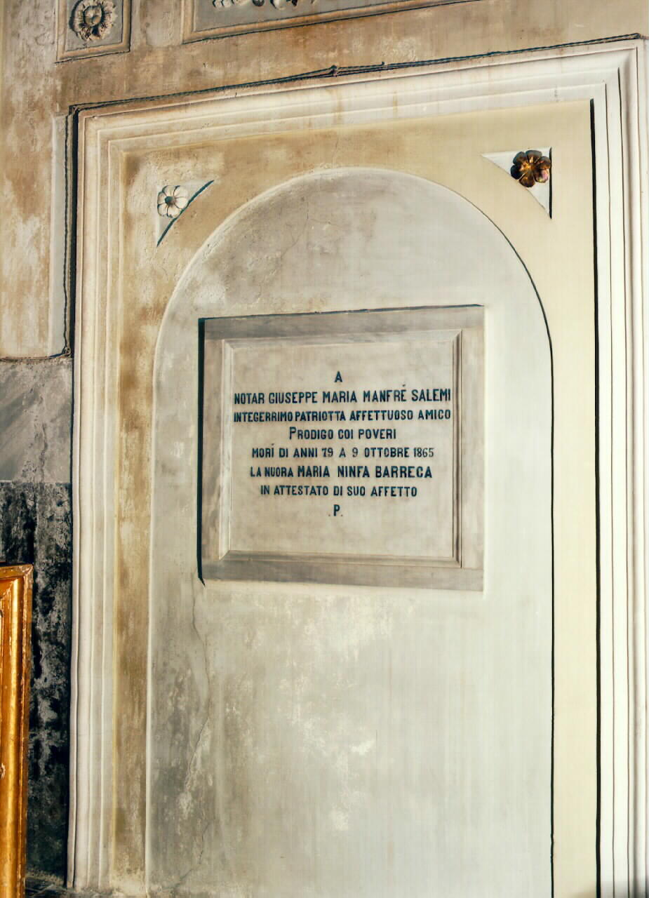 lapide commemorativa - ambito siciliano (sec. XIX)