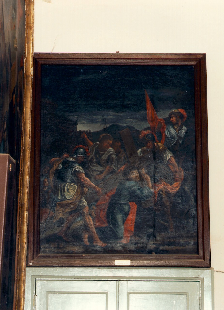 Cristo cade sotto la croce (dipinto) - ambito siciliano (sec. XVIII)