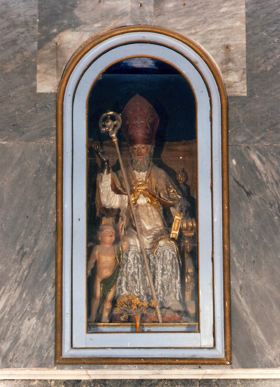 San Biagio vescovo con angioletto (statua) - ambito siciliano (sec. XIX)