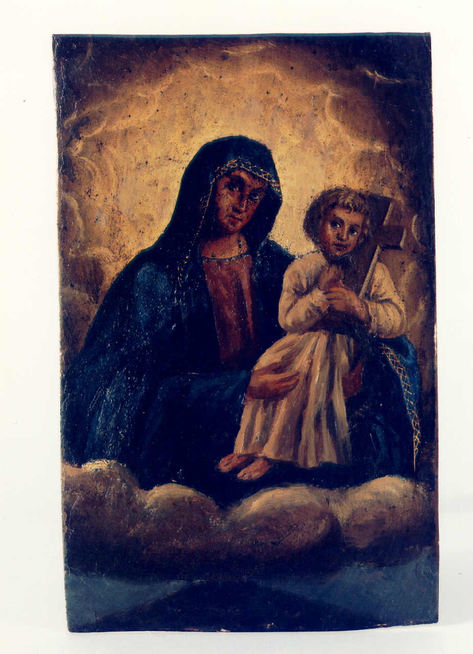 Madonna con Bambino che porta la croce (dipinto) - ambito siciliano (sec. XIX)