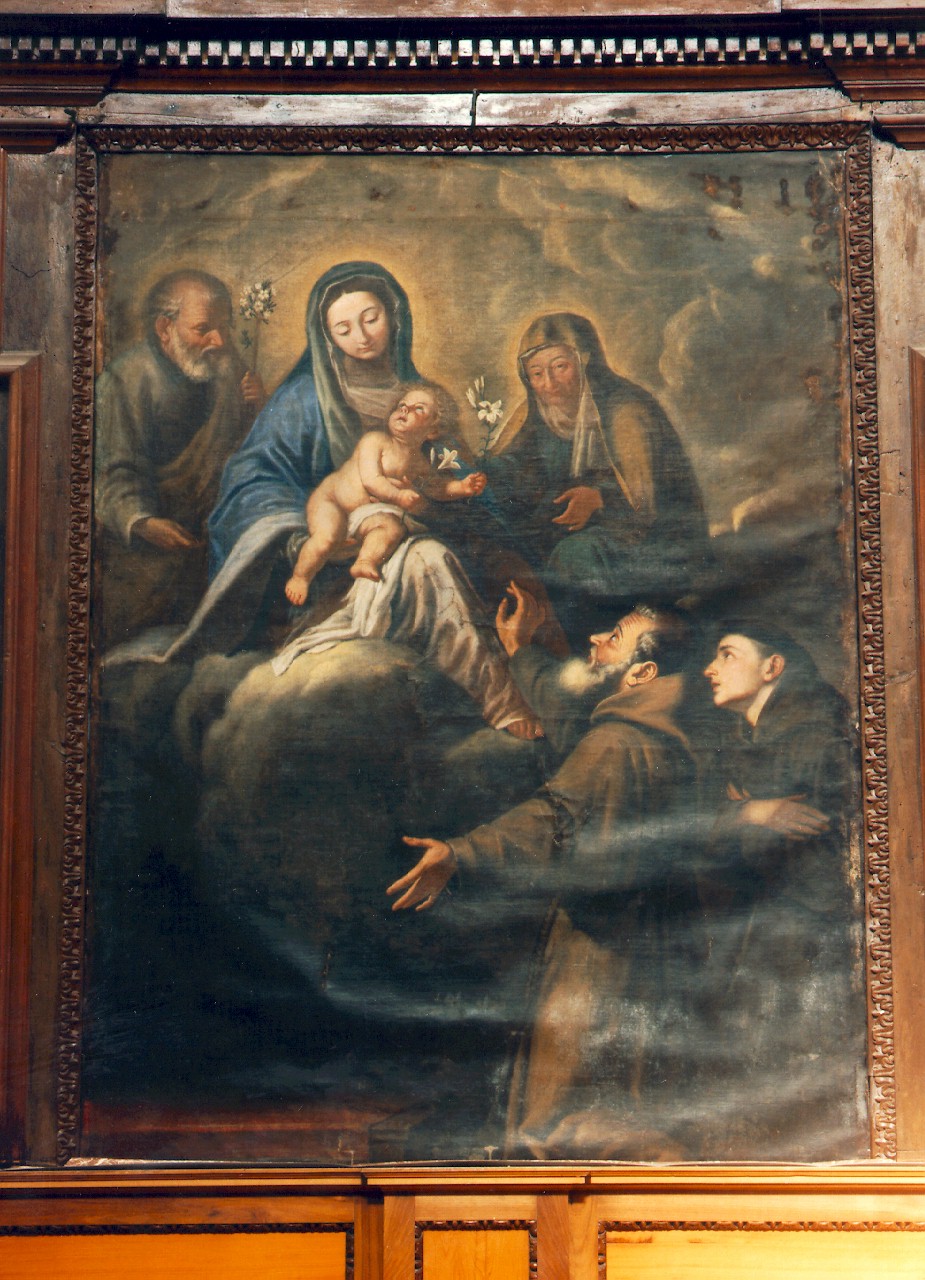 Madonna con Bambino tra San Giuseppe, Sant'Anna e santi francescani (dipinto) - ambito siciliano (sec. XVIII)
