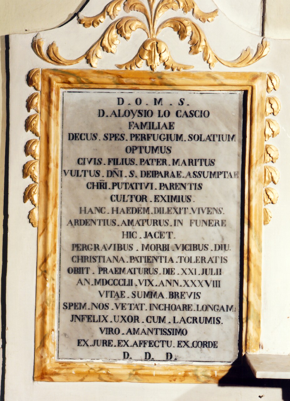 lapide commemorativa - ambito siciliano (sec. XIX)
