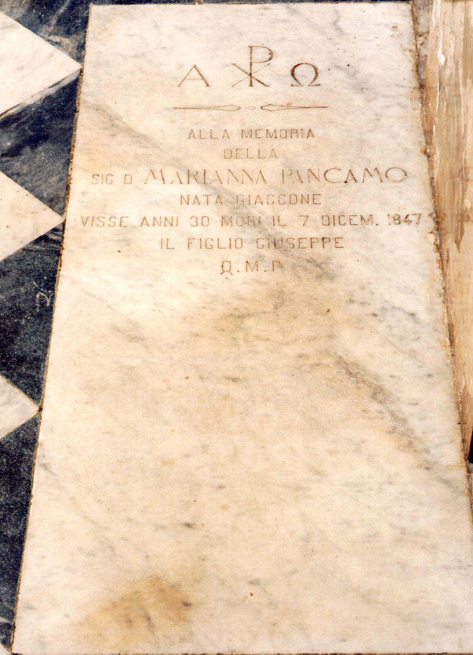 lapide - sepolcrale - ambito siciliano (sec. XIX)