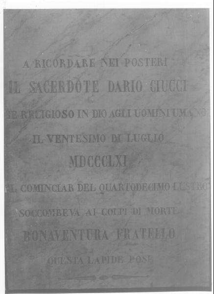 lapide commemorativa - ambito italiano (sec. XIX)