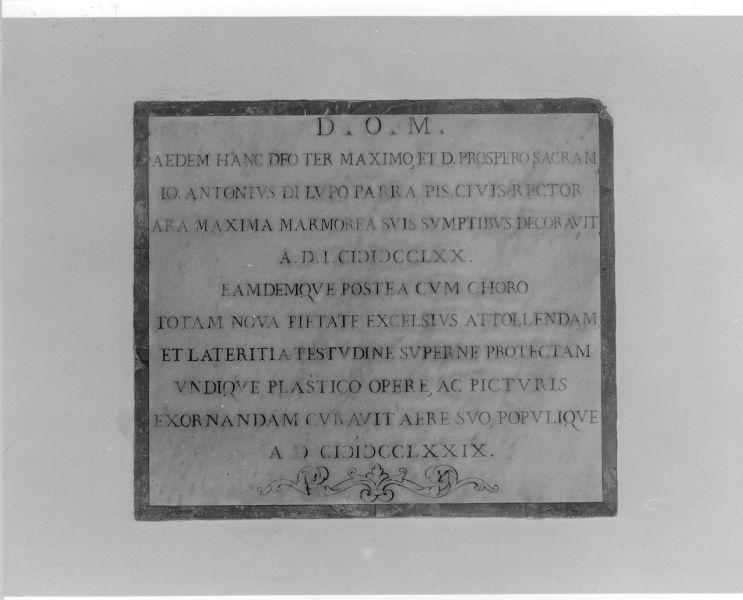 lapide documentaria - ambito italiano (sec. XVIII)