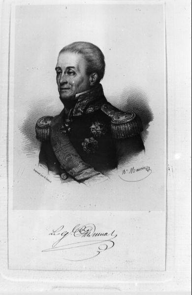 Matteo Dumas Generale di Divisione, ritratto d'uomo (stampa) di Maurin Nicolas Eustache (secondo quarto sec. XIX)
