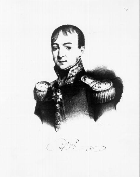 Grigny/ Achille Grigny generale di divisione, ritratto d'uomo (stampa) di Maurin Nicolas Eustache (secondo quarto sec. XIX)