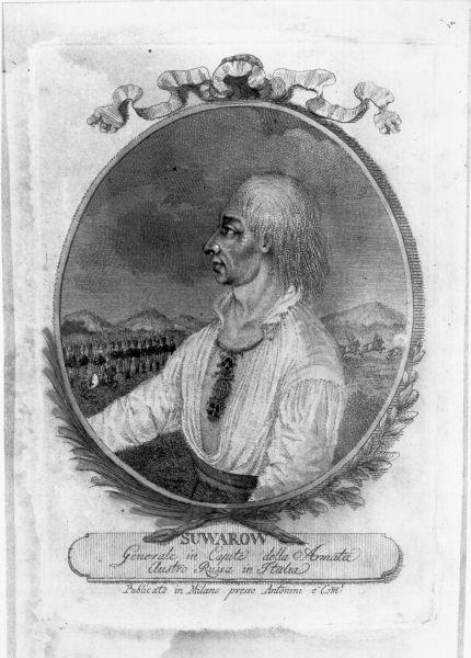 Suwarow/ Generale in Capite della Armata/ Autro Russo in Italia, ritratto d'uomo (stampa) - ambito italiano (sec. XVIII)