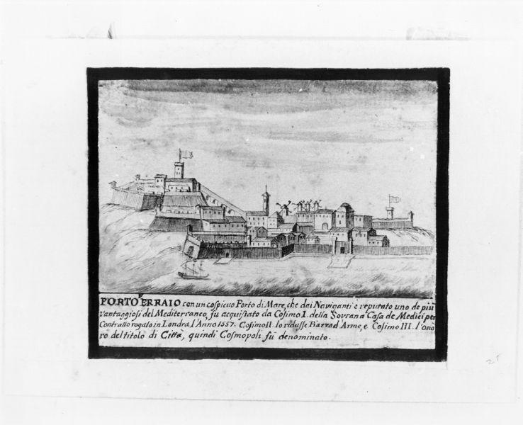 PORTO FERRAIO [con didascalia storica], paesaggio (disegno) - ambito italiano (seconda metà sec. XVII)