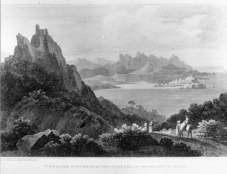 View of The Fortress of Volterraio, veduta dell'Isola d'Elba (stampa) di Hoare Richard Colt, Smith John Warwick (secc. XVIII/ XIX)