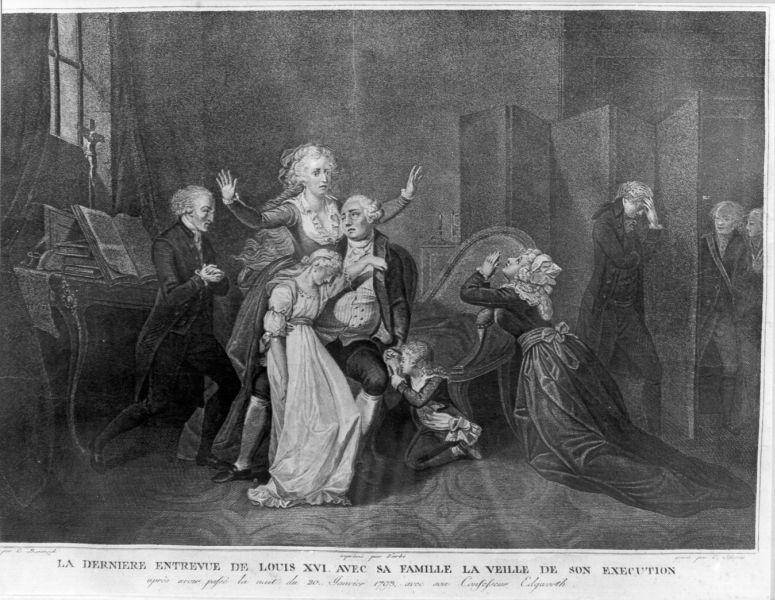 La derniere entrevue de Louis XVI avec sa famille la veille de son execution, storie della vita di Luigi XVI (stampa) di Benazech Charles, Lasinio Carlo (sec. XVIII)