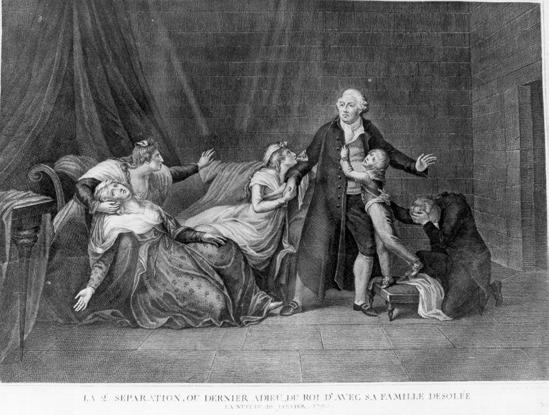 La 2.e separation, ou dernier Adieu du Roi d'avec sa famille desolée, storie della vita di Luigi XVI (stampa) di Lasinio Carlo (sec. XVIII)