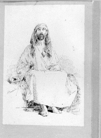 CRISTO NEL DESERTO, Cristo nel deserto (disegno) di Morelli Domenico (sec. XIX)