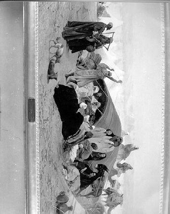 VERSO LA MECCA. SOSTA NEL DESERTO, SCENA ORIENTALE (dipinto) di Ussi Stefano (sec. XIX)