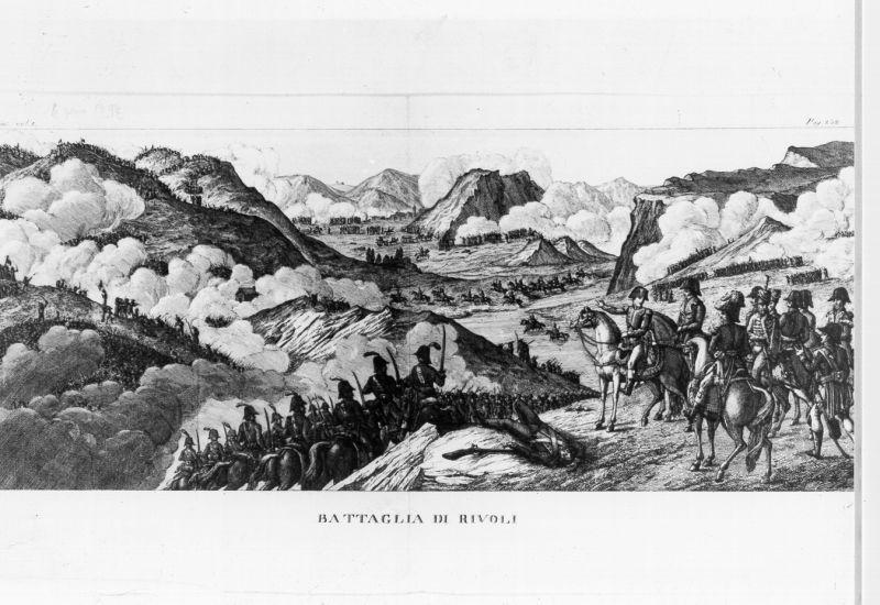Battaglia di Rivoli, scena di battaglia (stampa) - ambito italiano (sec. XIX)